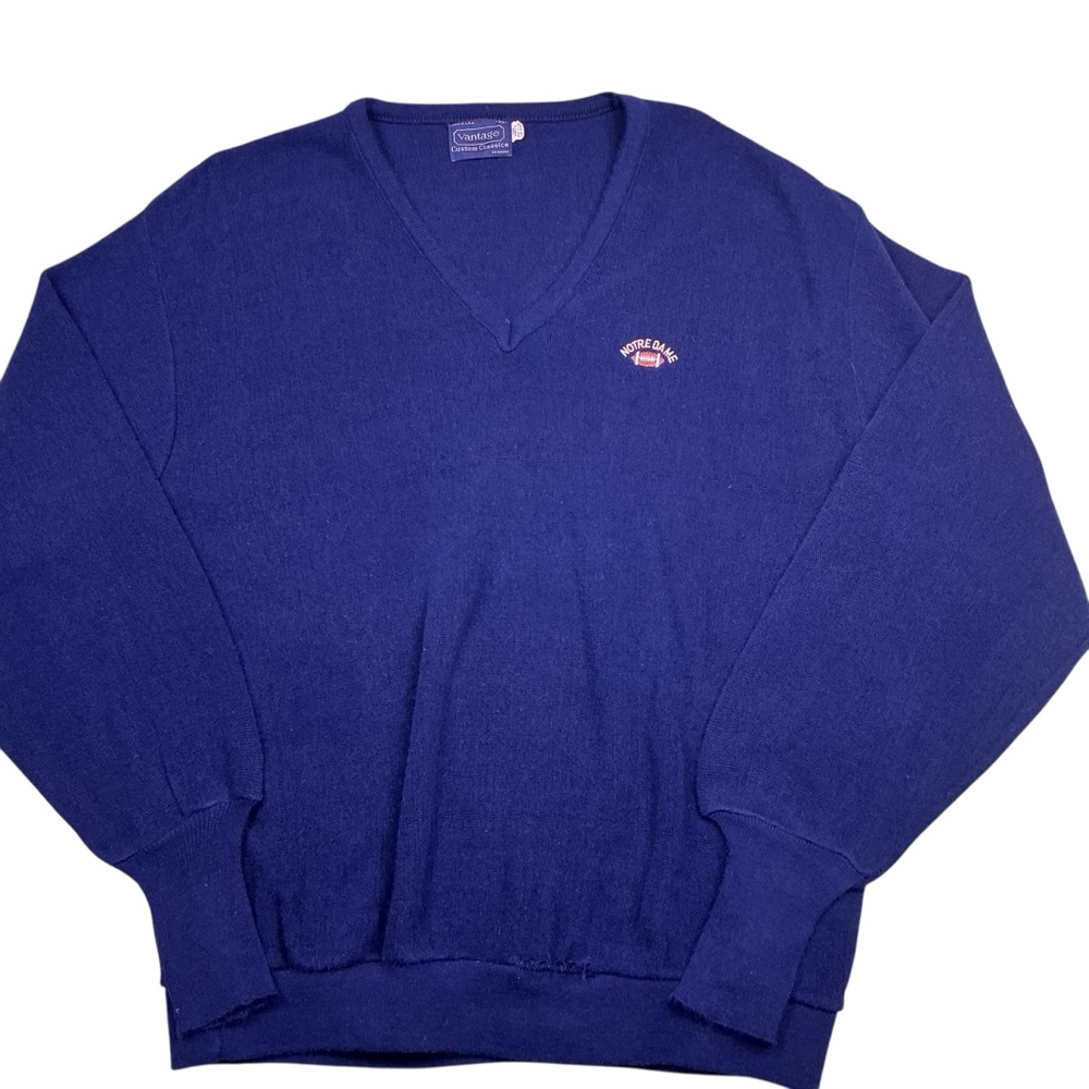 Vintage Notre Dame 70s/80s dark navy sweater USA made XL